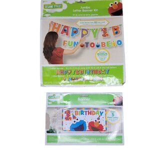 Sesame Street Jumbo Letter Banner Kit With Bonus Mini Banner For 1st Birthday Pa